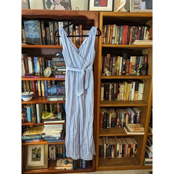 Rebecca Taylor tie front ice blue crinkly silk jumpsuit sz 0 new with tags - Picture 1 of 6